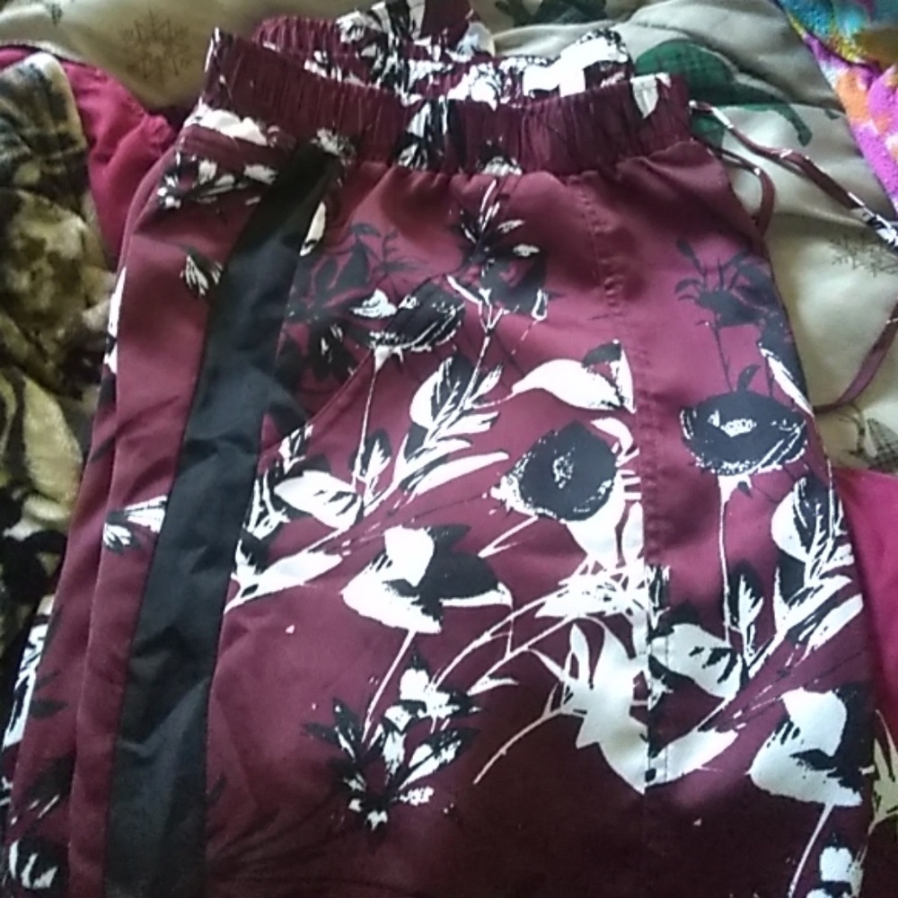Floral silk pants